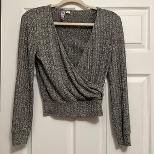 Grey crossover long sleeve
